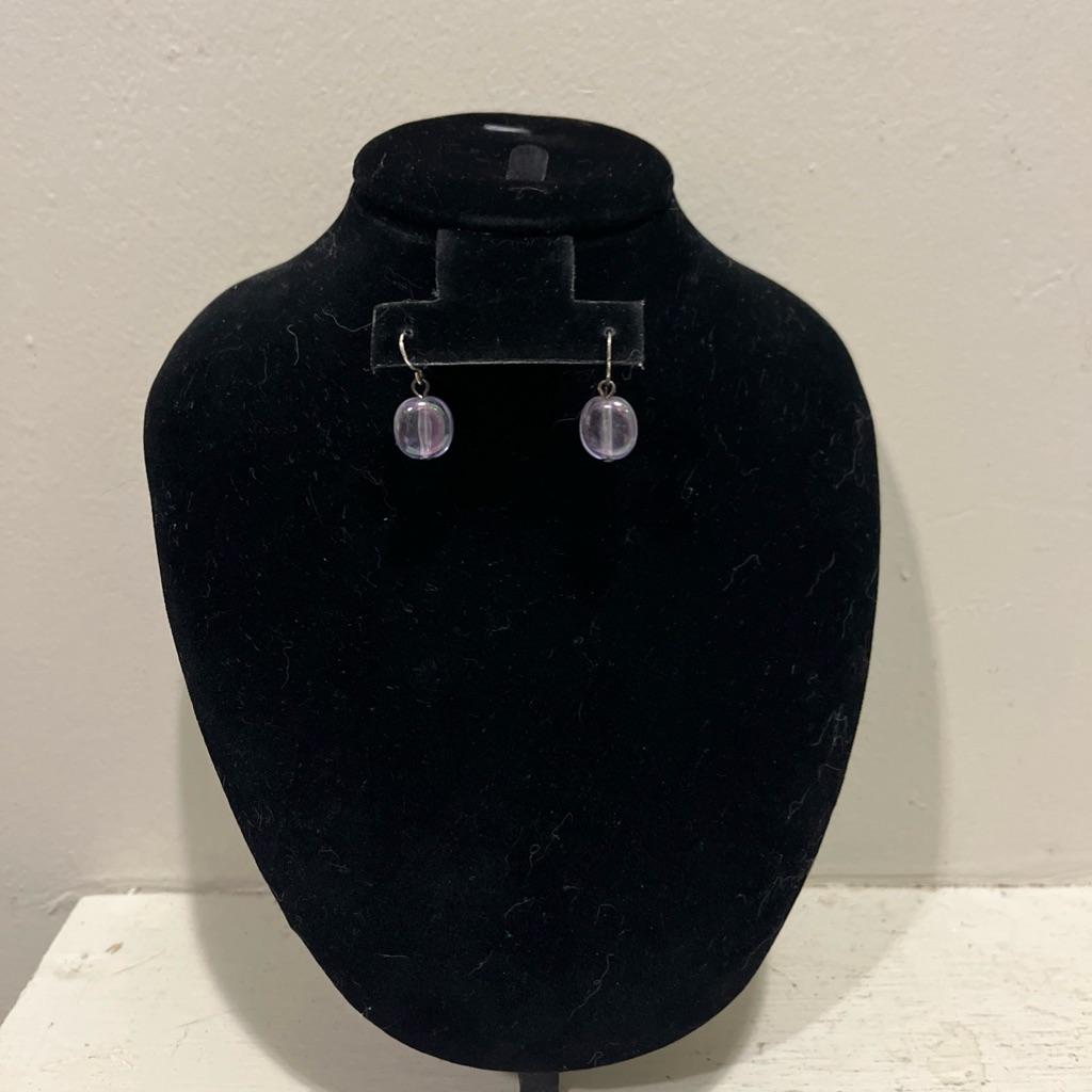 Vintage Lavender Silver Tone Drop Earrings